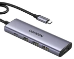Ugreen CM511 sivá / USB Hub / HDMI 4K60Hz / 2x USB-A 3.2 / 2x USB-C 3.2 / PD 100W (UGR5682)