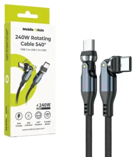 Mobile Origin CB12 / Rotačný kábel USB-C na USB-C / 540 ° konektor / 240W / 1m (MO-240WRC-CB12)