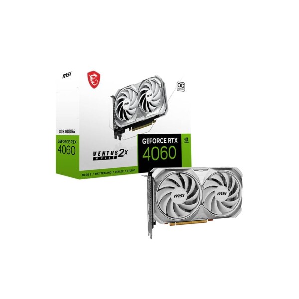 MSI GeForce RTX 4060 Ventus 2X WHITE OC 8GB / 1830 - 2505 MHz / 8GB GDDR6 / 128-bit / 1x HDMI + 3x DP / (8) (RTX 4060 VENTUS 2X WHITE 8G OC)