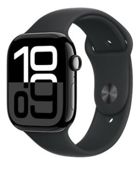 Apple Watch Series 10 GPS+Cellular 46mm Klavírno čierne hliníkové telo - Čierny športový remienok (S/M) / 140-190 mm (MWY33)