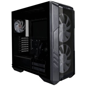 Cooler Master HAF 500 midi tower PC skrinka čierna 3 predinštalované LED ventilátory, bočné okno, prachový filter; H500-KGNN-S00