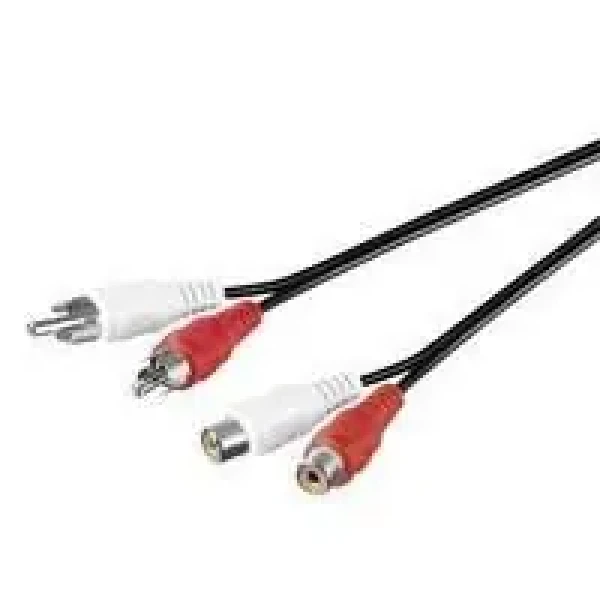 MicroConnect Stereo kábel 2x RCA (M) - 2x RCA (F) 5m čierna (AUDCH5)