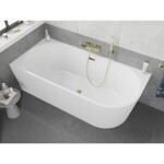 MEXEN/S - Silo voľne stojaca rohová vaňa ľavá reliéf 170 x 80, biela, sifón a prepad zlatá 52891708000L-50