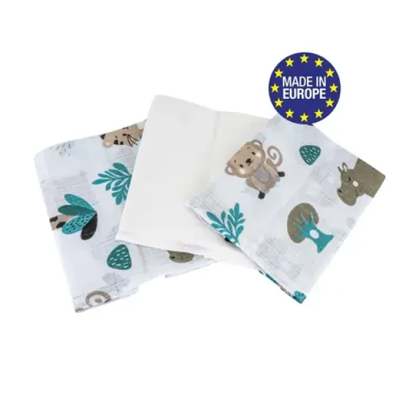 Bomimi Plienky bavlna Premium 140 g/m2 potlač, 80x70, 3ks, POJAZDNÁ ZOO (BO2217WHT041)