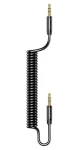 USAMS SJ256YP01 čierna / Audio kábel / 3.5mm Jack / Špirálový dizajn / 1,2 m / Pozlátené konektory (SJ256YP01)