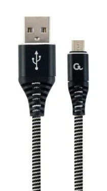 Gembird Micro USB kábel 1 m čierna / USB-A (M) - Micro USB (M) / opletený (CC-USB2B-AMMBM-1M-BW)
