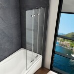 H K - Vaňová zástena S3 CLEAR 100x140cm - trojdielna sklopná, číre sklo SE-S3CLEAR100