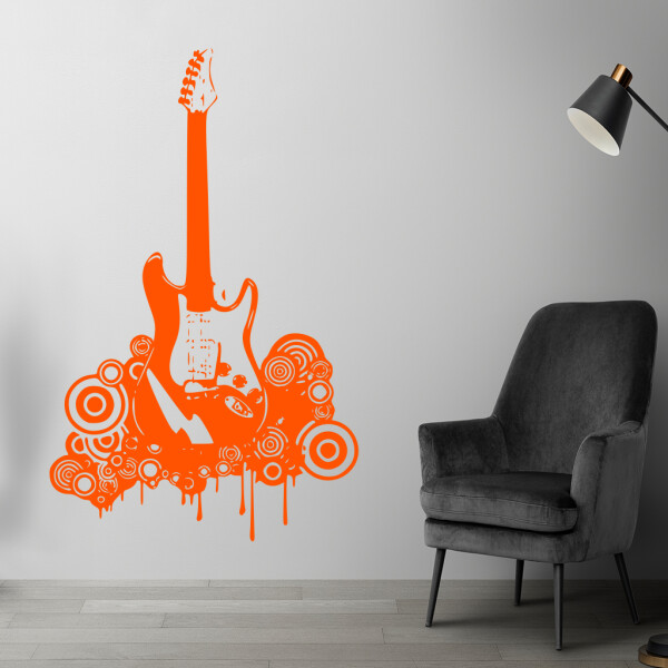 Veselá Stena Samolepka Elektrofonická gitara Farba: oranžová, Veľkosť: 100 x 62 cm