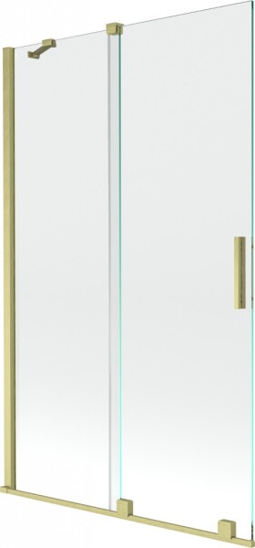MEXEN/S - Velar Dvojkrídlová posuvná vaňová zástena 110 x 150, transparent, zlatá kartáčovaná 896-110-000-01-55