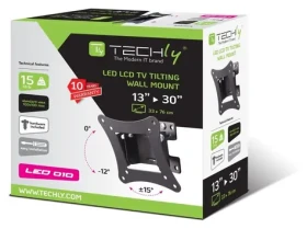Techly ICA-LCD-901 čierna / Nástenný držiak pre TV / LCD/LED 13-30" / náklon 0-12 ° / otočný ±15 ° / 15 kg / VESA 75-100 mm (ICA-LCD-901)