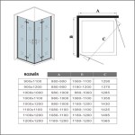 H K - Sprchovací kút MELODY BLACK R976, 90x76 cm so zalamovacími dverami SE-MELODYBLACKR976