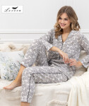 Pyžamo Leveza 1609 Bronia long/r M-2XL bez zipsu pískově černá XXL