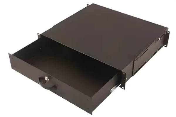 Digitus 19" uzamykateľný zásobník na dokumenty 2U čierna / Zásobník na dokumenty / nosnosť do 25 kg / oceľový plech (DN-19 KEY-2U-SW)