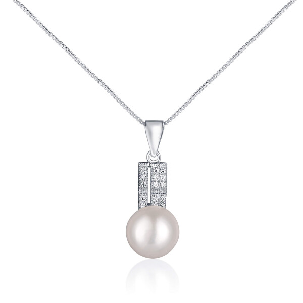 JwL Luxury Pearls Elegantný náhrdelník s pravou perlou a zirkónmi JL0645 (retiazka, prívesok)