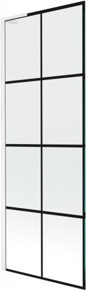 MEXEN/S - Next L vaňová zástena FIX 70 x 150, čierna vzor, biela 895-070-000-03-77-20