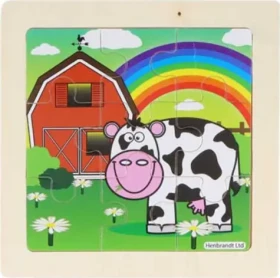 Drevené puzzle Farma: Dúhový deň