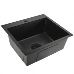 REA - Oceľový drez Leo 50 Black s kuchynskou batériou KPL-96005