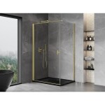 MEXEN/S - Mist-B sprchovací kút dvere krídlové 85 x 90, transparent, zlato kefovaná 8A2T-085-090-55-00