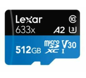 Lexar High-Performance 633x microSDXC 512GB + adaptér / čítanie: 100MBs / zápis: 70MBs / UHS-I U3 / A2 / Class 10 / V30 (LSDMI512BB633A)