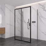 CERANO - Trojstenný sprchovací kút Varone LINE UL/P - 6 mm - čierna matná, transparentné sklo - 100x70x195 - posuvný CER-DY505B-90131