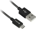Sharkoon USB-A na USB-B čierna/sivá / USB kábel / USB 2.0 / Opletený, hliníkový / 2 m (4044951027019)