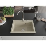 MEXEN MEXEN - Elix granitový drez 1-miska 600 x 500 mm, béžový, sifón chróm 6525601005-69