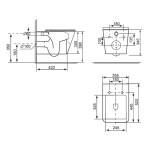 SAPHO - PORTO závesná WC misa, Vortex Rimless, 35,5x52cm, biela PZ102V