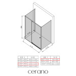 CERANO - Trojstenný sprchovací kút Santini UL/P - 6 mm - čierna matná, transparentné sklo - 120x80x195 - pivotový CER-8050BD7875
