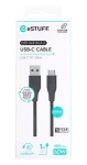 ESTUFF INFINITE (GRS) čierna / Kábel / USB-C - USB-A / 1 m / 60 W / GRS recyklovaný plast (ES605180)