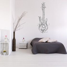 Veselá Stena Samolepka Dizajnová gitara Farba: šedá, Veľkosť: 80 x 32 cm