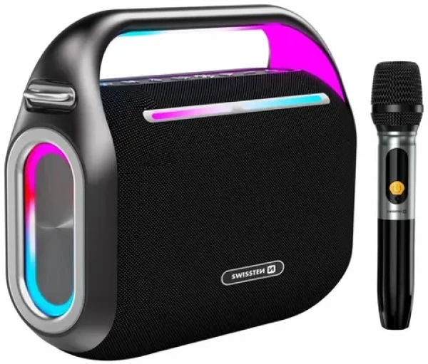 Swissten HARMONY čierna / Bluetooth reproduktor / IP54 / 120W / 12000mAh / AUX / karaoke mikrofón / BT 5.0 (52109030)