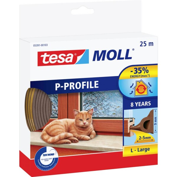 Tesa P-Profil 05391-00101-02 tesniaca páska tesaMOLL® hnedá (d x š) 25 m x 9 mm 25 m; 05391-00101-02