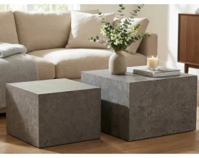 Súprava štvorcových stolíkov Maddox,imitácia šedého kameňa, 2 ks%