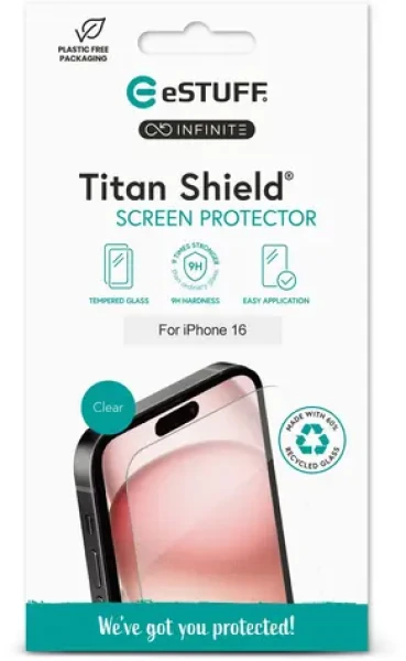 ESTUFF INFINITE Titan Shield iPhone 16 priehľadné / Ochranné sklo / Temperované sklo / 0,33 mm (ES501420)