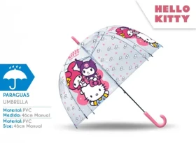 Dáždnik Hello Kitty priehľadný / Dáždnik / Manuálne otváranie / Kompaktný (HK50195)