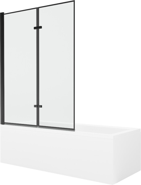 MEXEN/S - Cubik obdĺžniková vaňa 160 x 70 cm s panelom + vaňová zástena 120, čierna vzor 550316070X9212027070