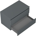 MEXEN/S - Rivel kúpeľňová skrinka pod umývadlo 80 cm s doskou, 2 zásuvky, reliéf, grafit mat 91A20-08047-2-BFFC66