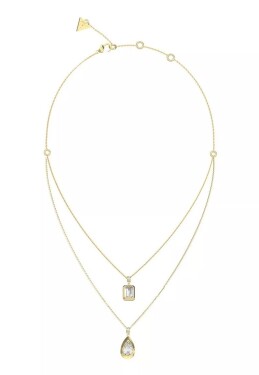 Guess Pozlátený dvojitý náhrdelník s kubickými zirkónmi 4G Light JUBN05242JWYGT/U
