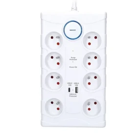 Solight PO80 prepäťová ochrana biela / 370J / 8 zásuviek / 2m (8592718017668)