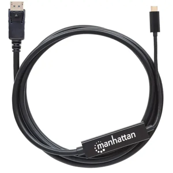 Manhattan USB-C na DisplayPort 2 m čierna / Adaptérový kábel / 3840 × 2160 px / 60 Hz / DP Alt Mode / Thunderbolt 3 (152464)