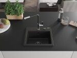 MEXEN/S MEXEN/S - Milo granitový drez 1-miska vrátane batérie Flora, čierna 6505-77-670401-07-B