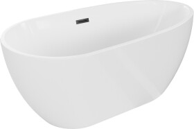 MEXEN/S - Eos voľne stojaca vaňa 150 x 75, biela, sifón a prepad čierna 52471507500-70