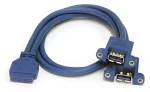 StarTech USB 3.0 kábel s montážou na panel modrá / Kábel / 2x USB A / IDC / 0,5 m (USB3SPNLAFHD)