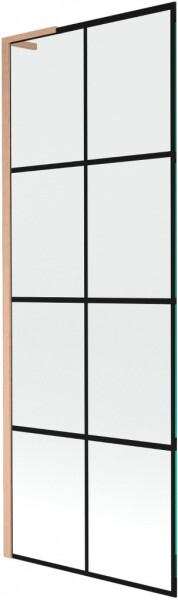 MEXEN/S - Next L vaňová zástena FIX 70 x 150, čierna vzor, meď kartáčovaná 895-070-000-03-77-65