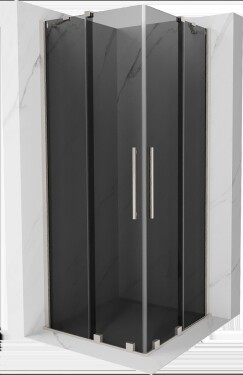 MEXEN/S - Velar Duo sprchovací kút, posuvné dvere 100 x 100, grafit, nikel kartáčovaný 871-100-100-42-97
