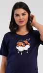 Dámska tehotenská nočná košeľa Bear on a Cloud tmavě modrá XL