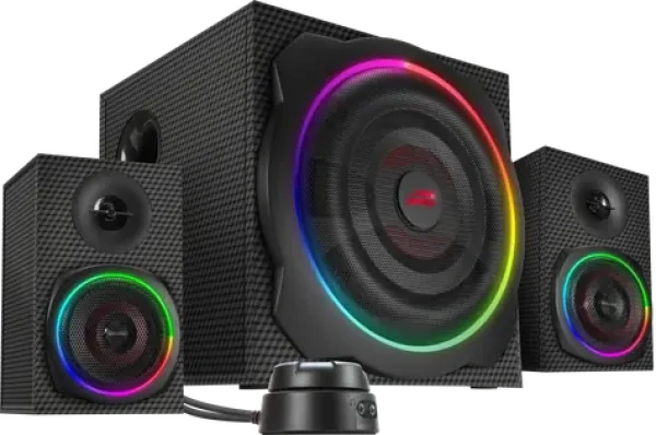 Speed Link GRAVITY CARBON RGB čierna / Reproduktorový systém / 2.1 / RGB podsvietenie / Bluetooth / AUX (SL-830100-BK)