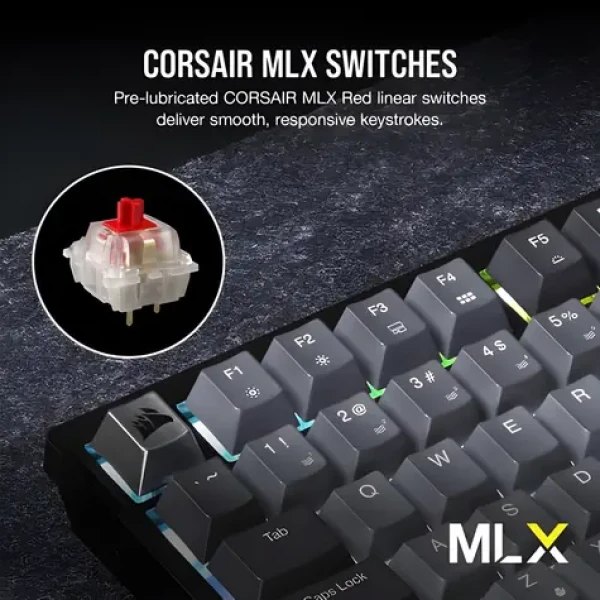 Corsair Gaming K65 PLUS Wireless čierna, šedá / Mechanická herná klávesnica / 75% / RGB / MLX Red (CH-91D401L-DE)