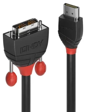 Lindy Black Line HDMI - DVI-D čierna / Prepojovací kábel / Single Link / 5 m / max. 1920 x 1200 px (36274)
