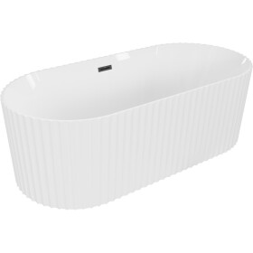 MEXEN/S - Paola voľne stojaca vaňa reliéf 170 x 80, biela lesk, sifón a prepad čierna 52721708000-70